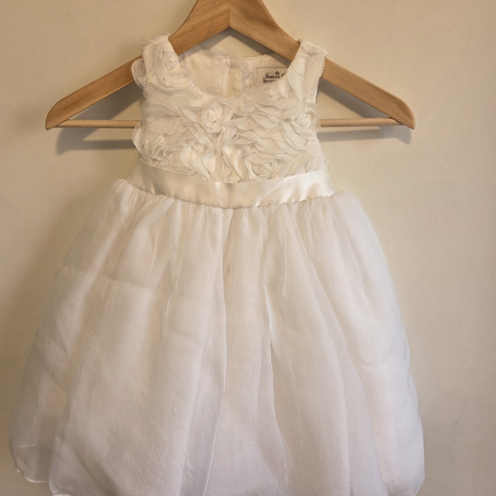 Janie and Jack Ivory Floral Rosette Tulle Flower Girl Dress